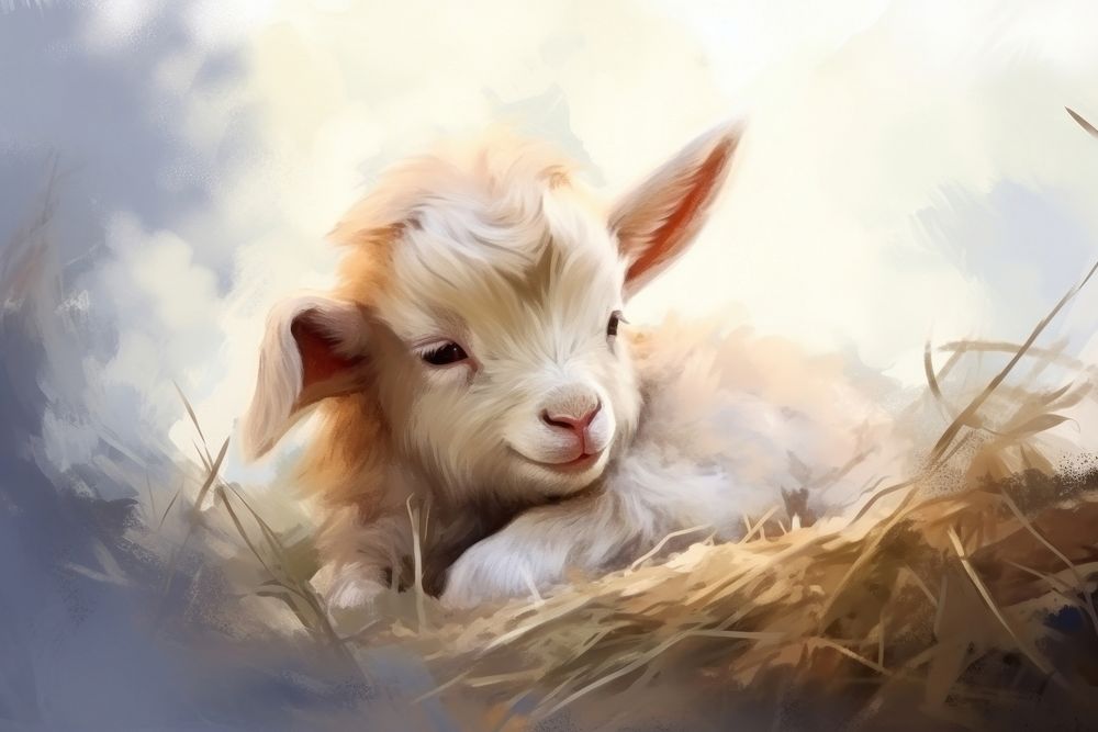 Cute baby goat livestock animal mammal. AI generated Image by rawpixel.