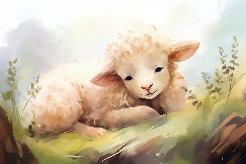 Cute baby sheep livestock animal mammal. AI generated Image by rawpixel.