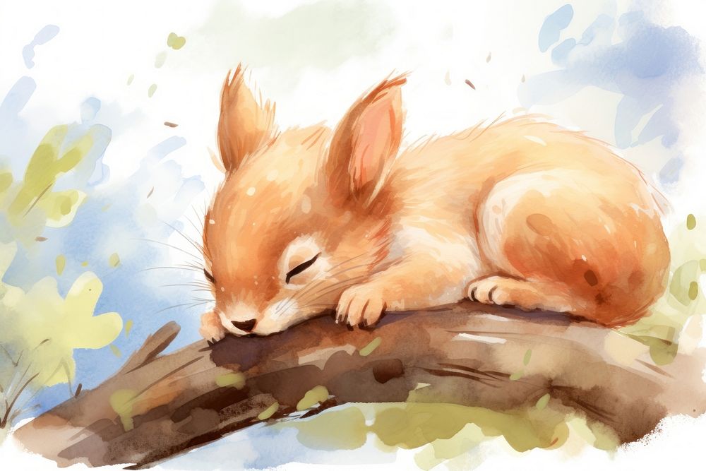 Cute baby squirrel outdoors drawing rodent. AI generated Image by rawpixel.