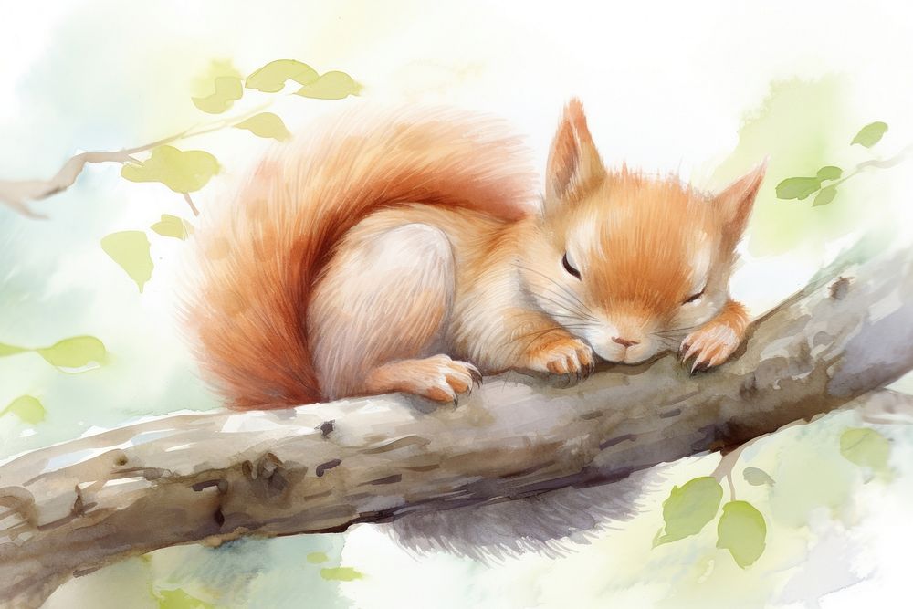 Cute baby squirrel outdoors drawing animal. AI generated Image by rawpixel.