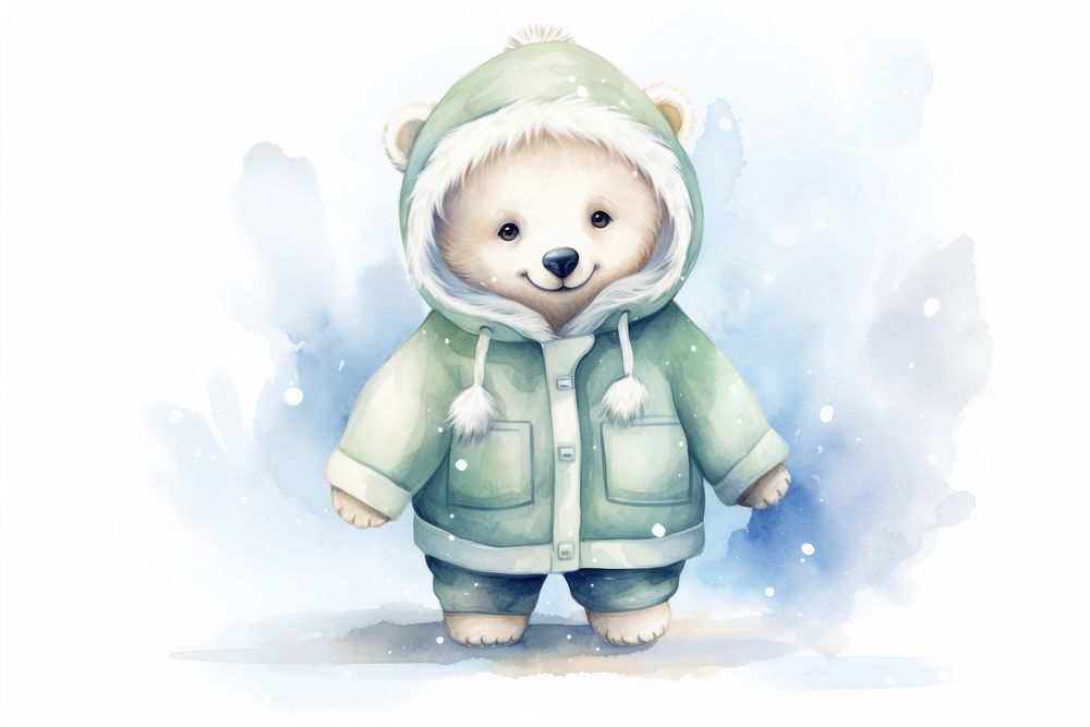 Cute baby polar bear winter jacket toy. AI generated Image by rawpixel.
