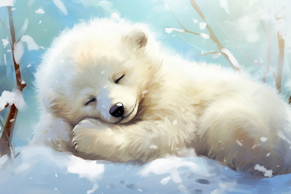 Cute baby polar bear mammal animal pet. 