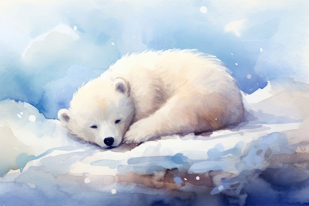 Cute baby polar bear wildlife outdoors animal. AI generated Image by rawpixel.