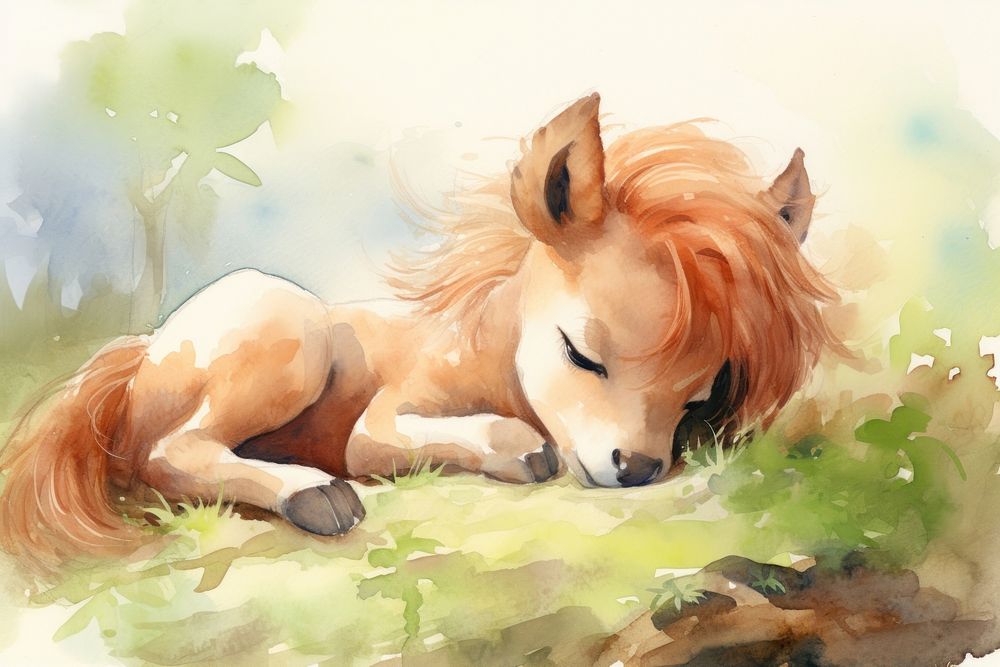 Cute baby pony outdoors drawing animal. AI generated Image by rawpixel.