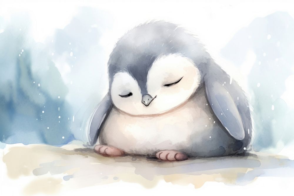Cute baby penguin drawing animal bird. AI generated Image by rawpixel.