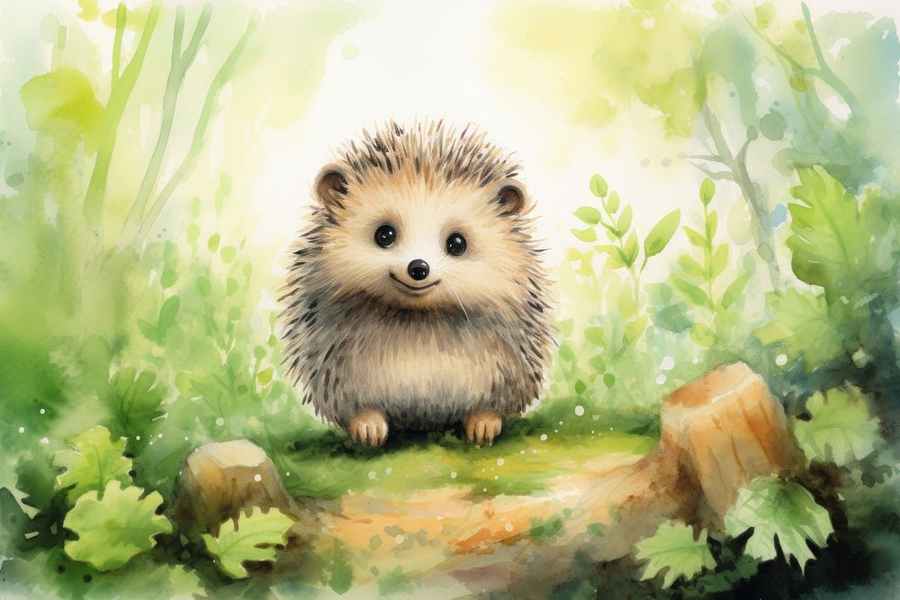 Hedgehodge hedgehog drawing mammal. AI generated Image by rawpixel.