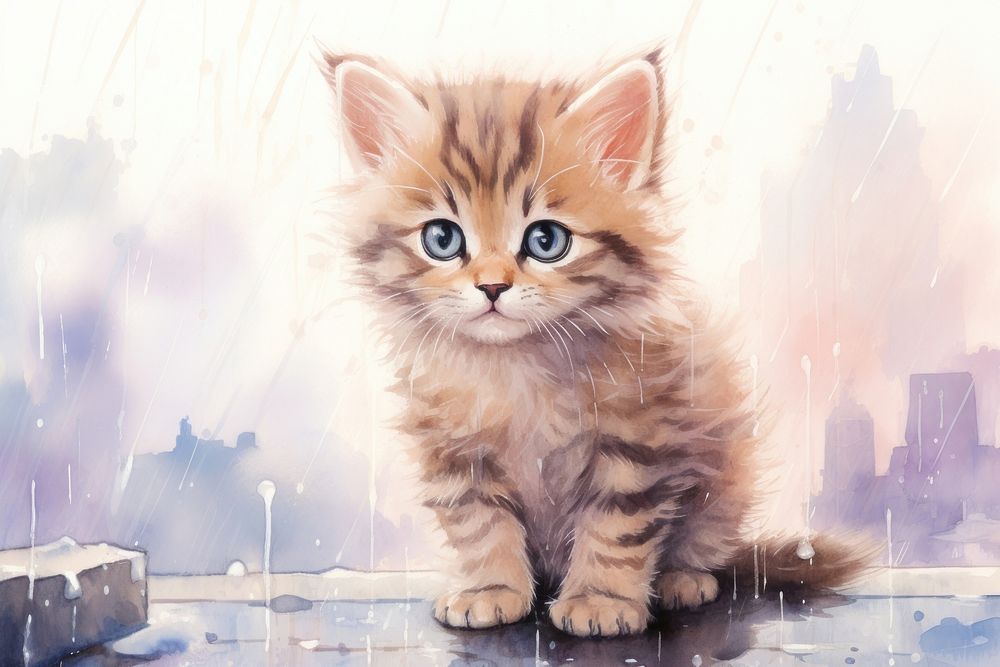 Kitten drawing animal mammal. AI generated Image by rawpixel.