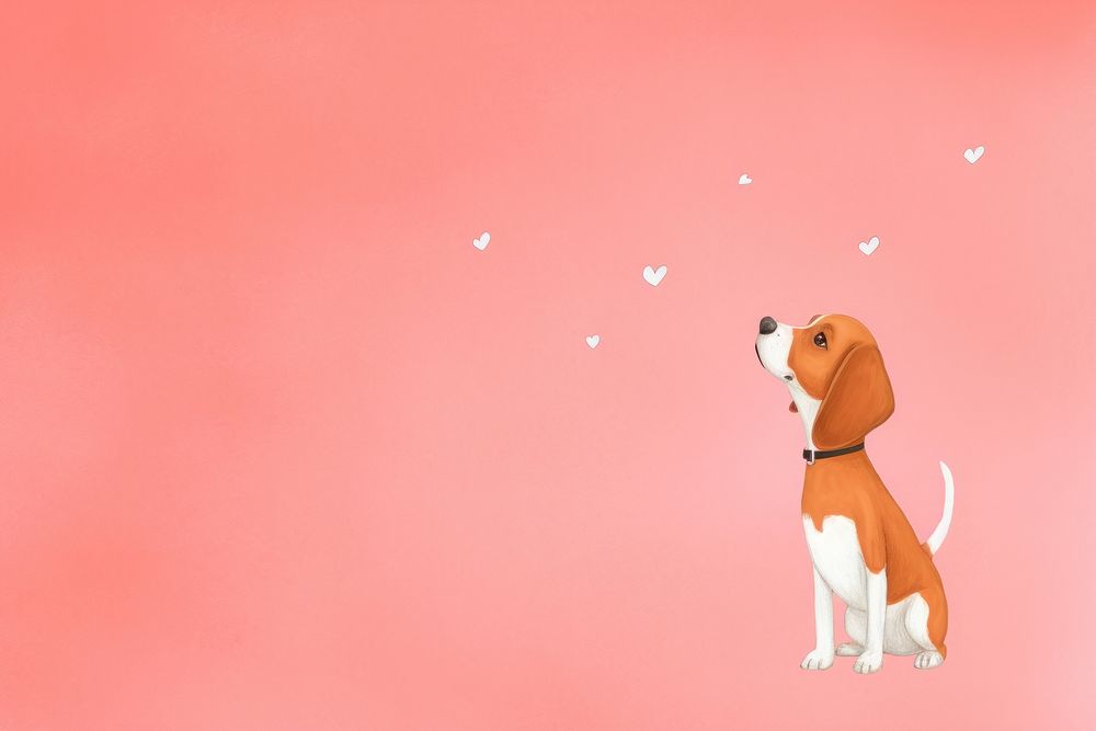  A beagle on a pinkbackground animal mammal hound. AI generated Image by rawpixel.