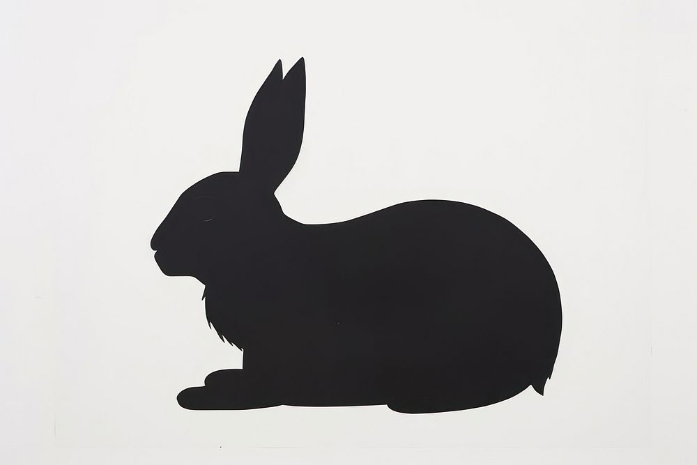 A black rabbit drawing animal mammal.