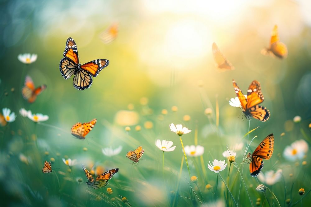 Flying butterflies flower butterfly outdoors.