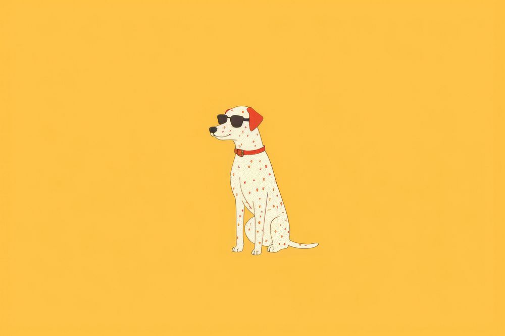  A dalmatian dog wearing sunglasses on a yellow background cartoon animal mammal. AI generated Image by rawpixel.