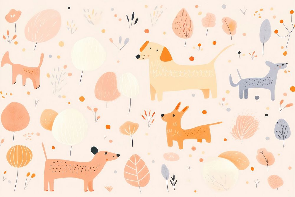  Dogs and shapes pattern animal mammal. AI generated Image by rawpixel.