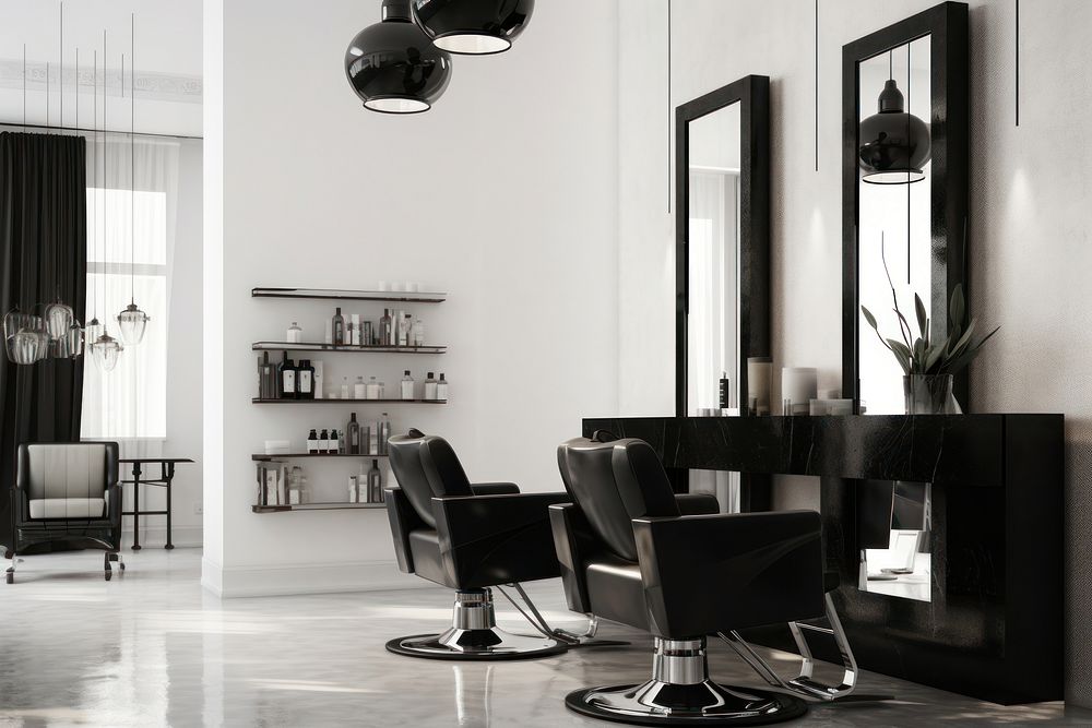 A hair salon interior barbershop furniture chair.