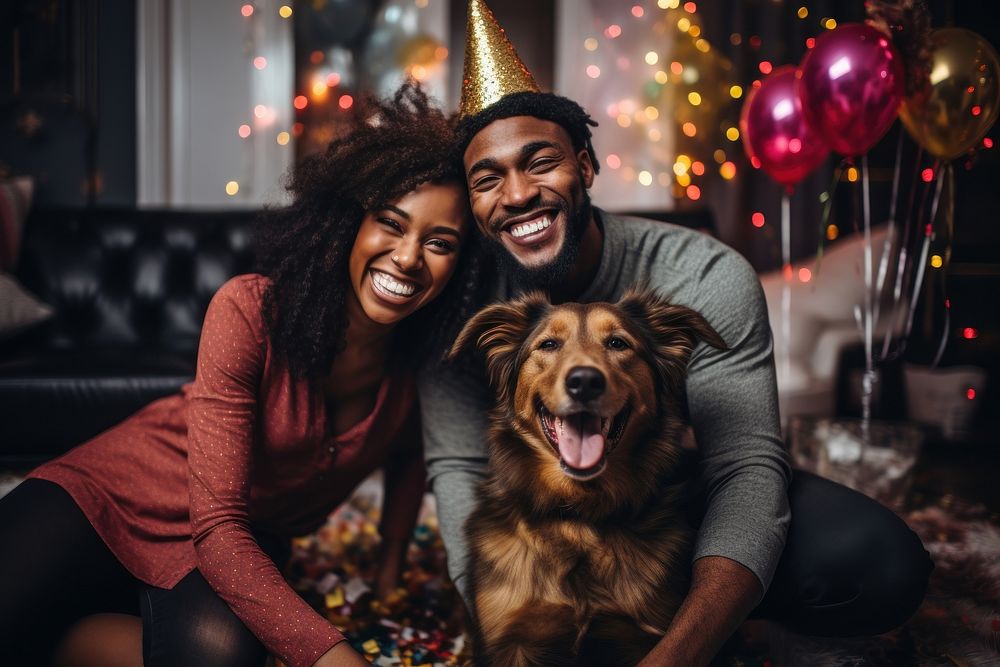 Celebrate together with their dog laughing adult woman. AI generated Image by rawpixel.