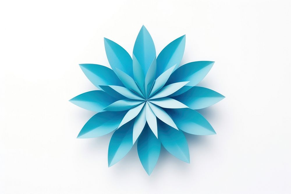 Exotic blue flower paper turquoise origami.