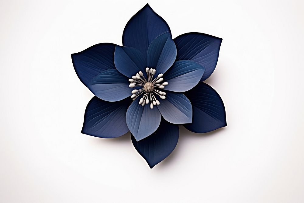 Exotic blue flower plant art white background.