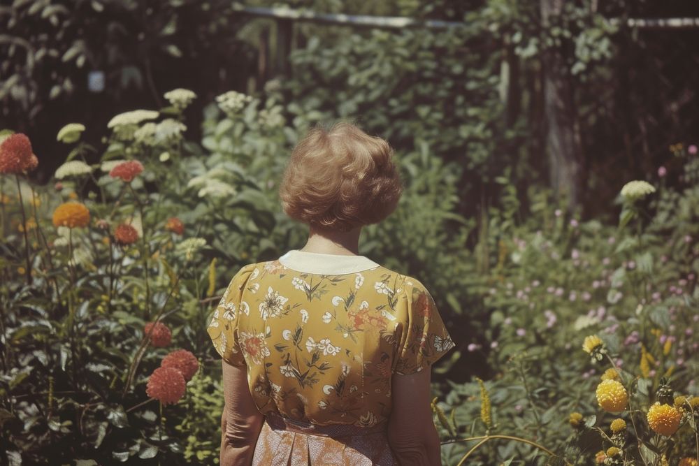 Woman doing gardening outdoors nature flower.