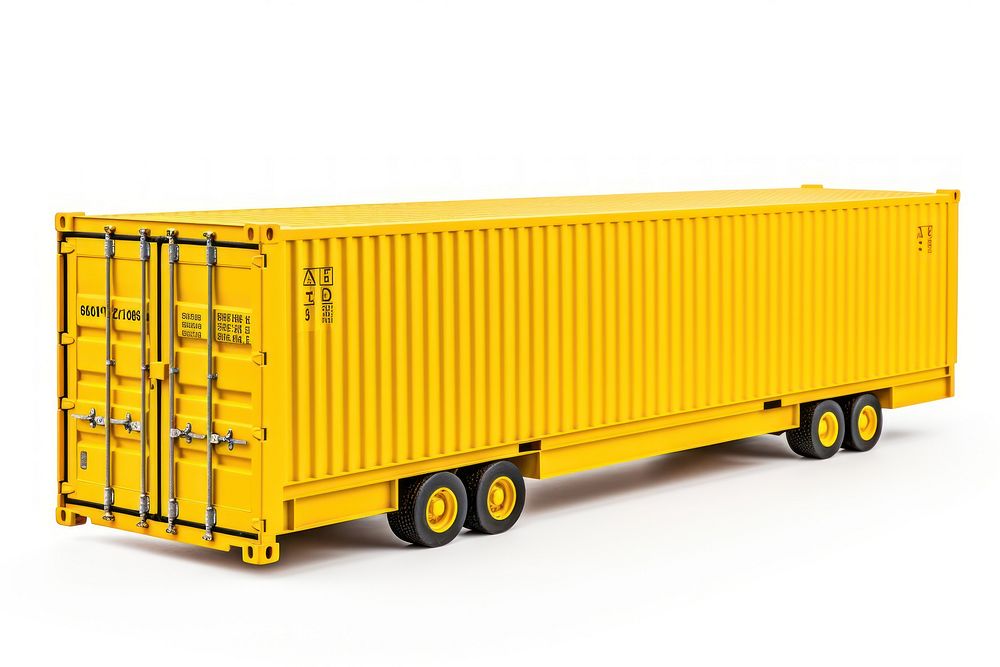 A cargo truck container vehicle white background.