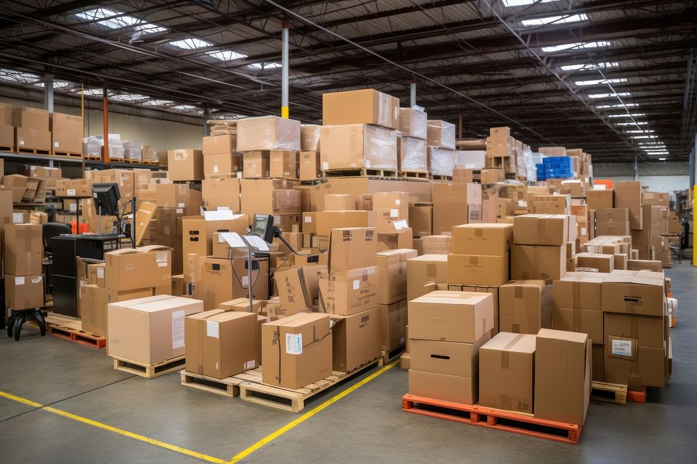 Box warehouse architecture cardboard.