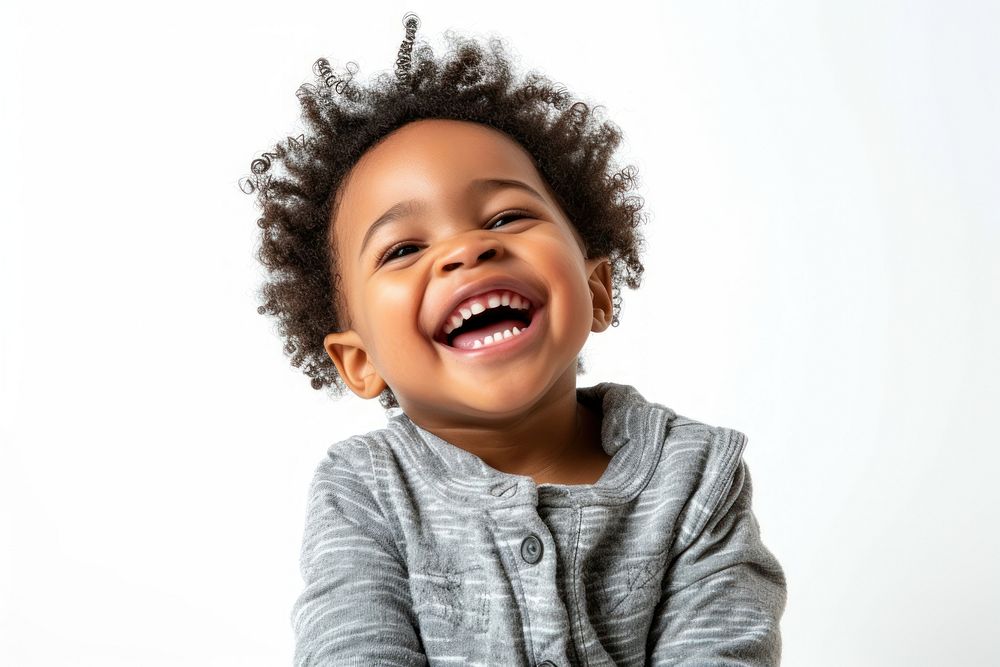 Black child laughing portrait smile.