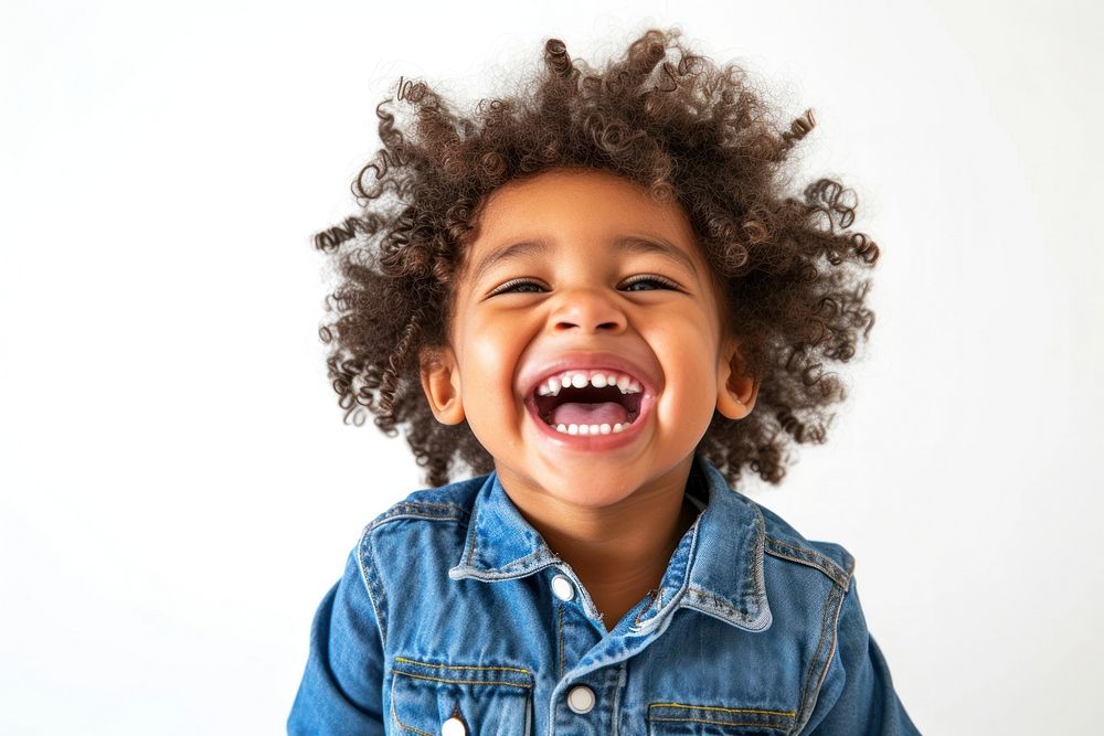 Black child laughing portrait smile.