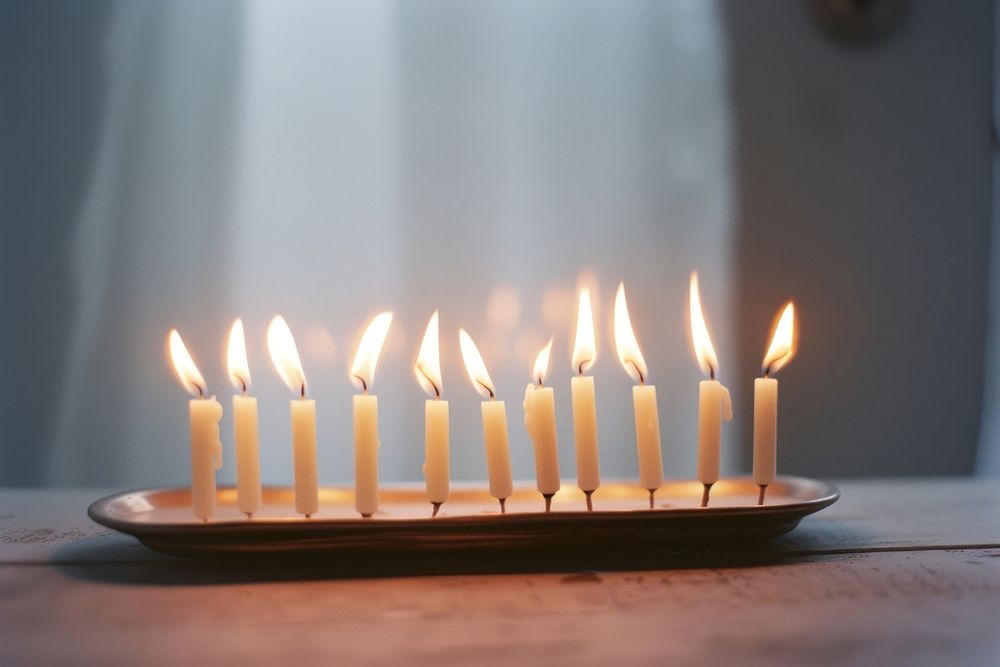 Candle illuminated anniversary celebration.