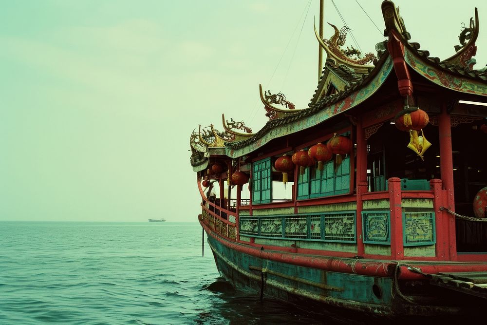 Chinese huge boat outdoors vehicle nature.