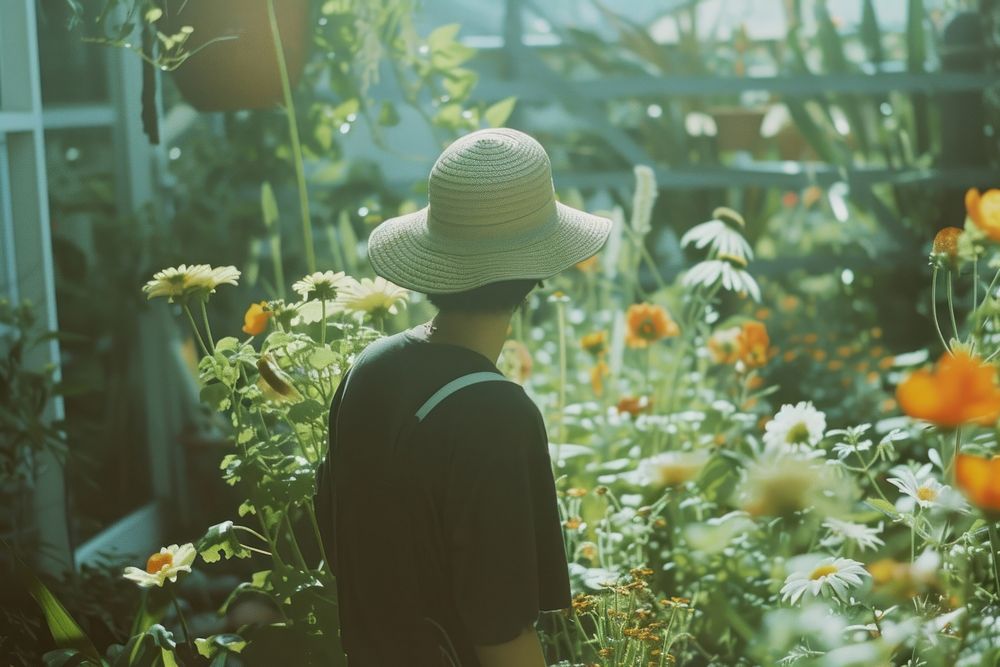 Florist doing gardening outdoors flower nature.