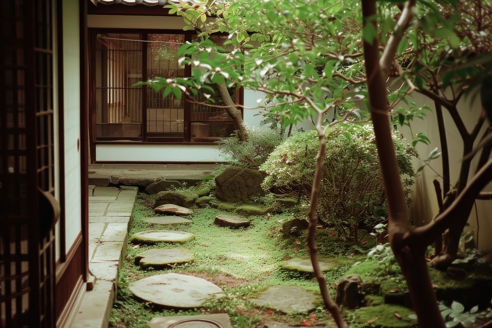 Japanese garden house architecture outdoors.