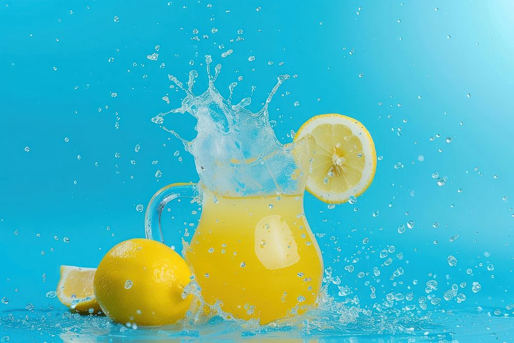 Lemonade jug lemonade splashing summer.