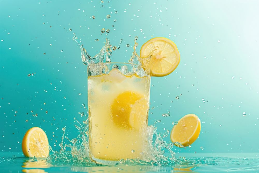 Lemonade juice lemonade splashing summer.