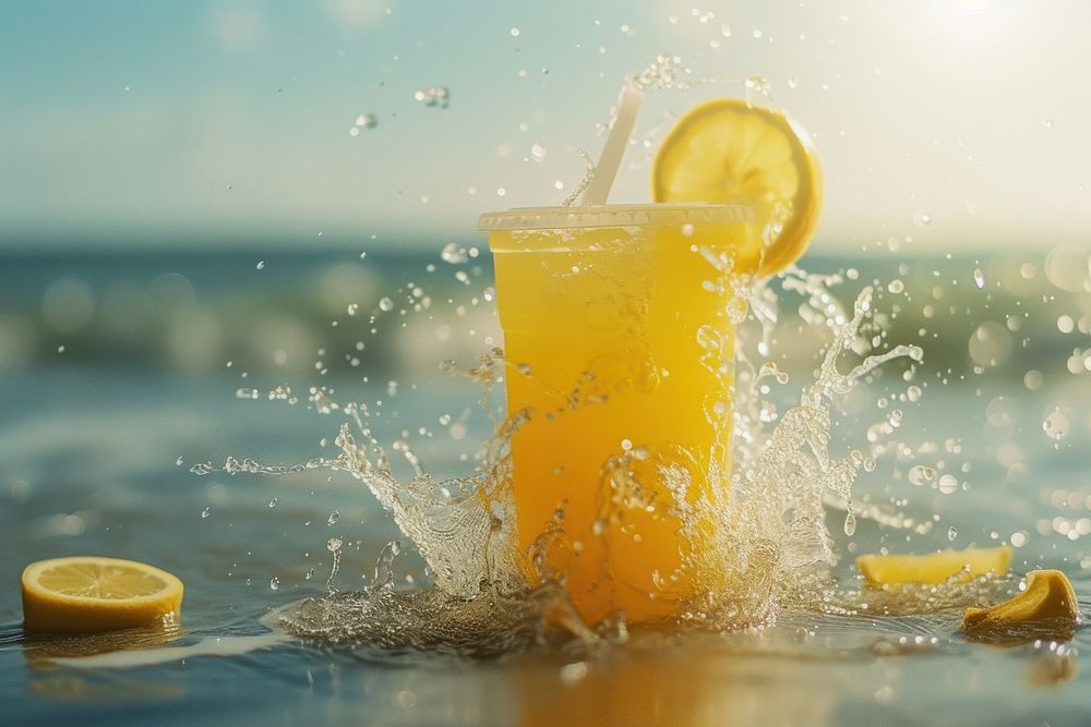 Lemonade juice lemonade splashing summer.