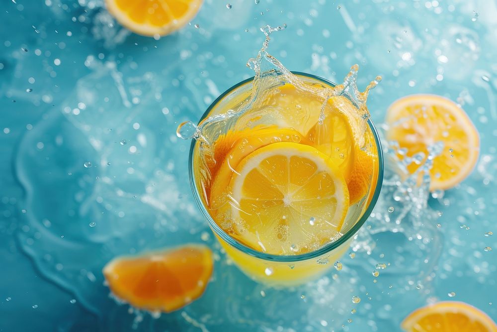 Lemonade juice lemonade splashing fruit.
