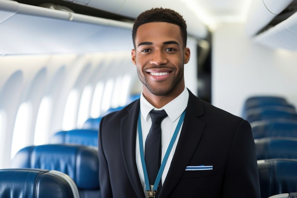 Male flight attendant airplane standing | Free Photo - rawpixel