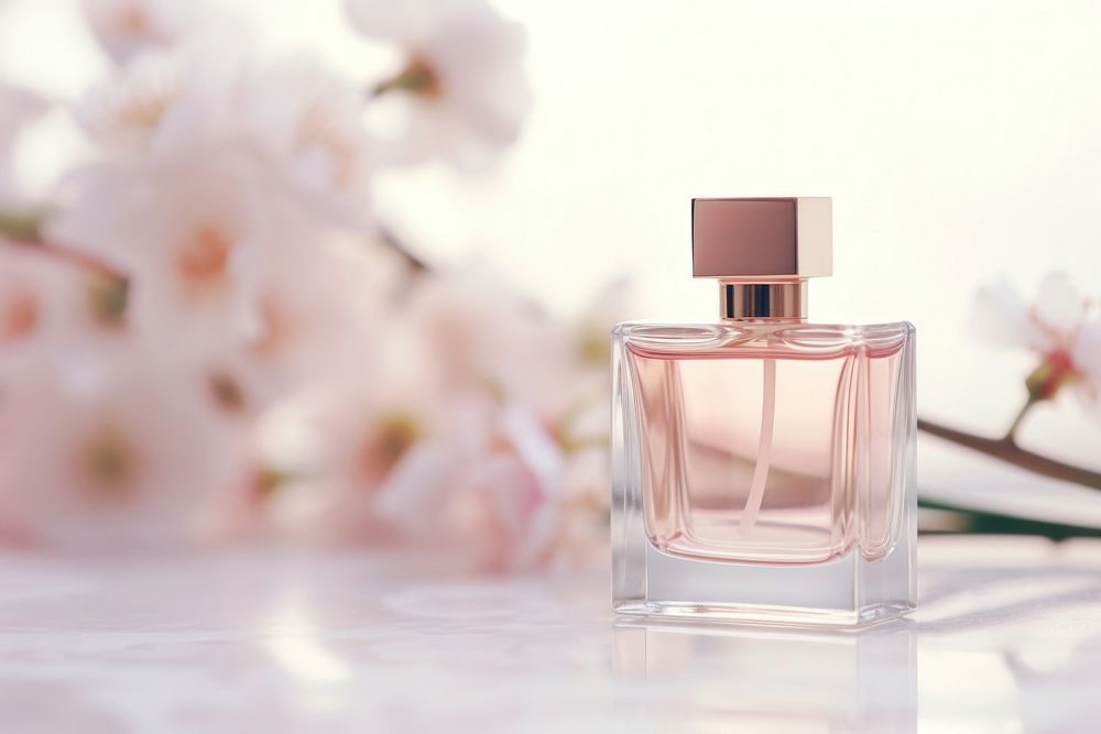 Perfume bottle flower cosmetics glass.