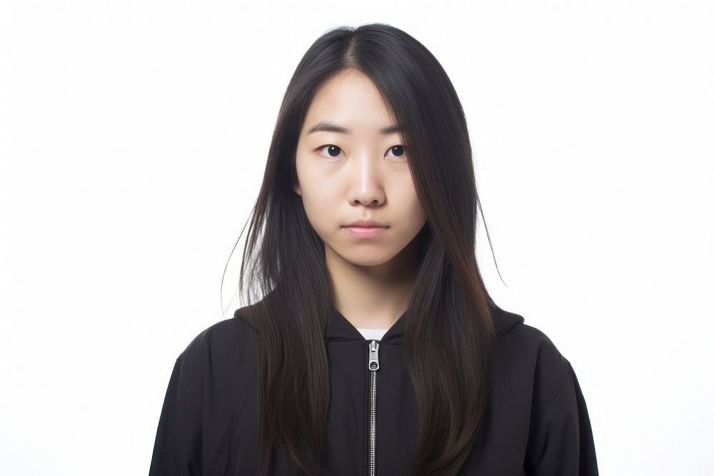 Asian girl portrait adult white background.