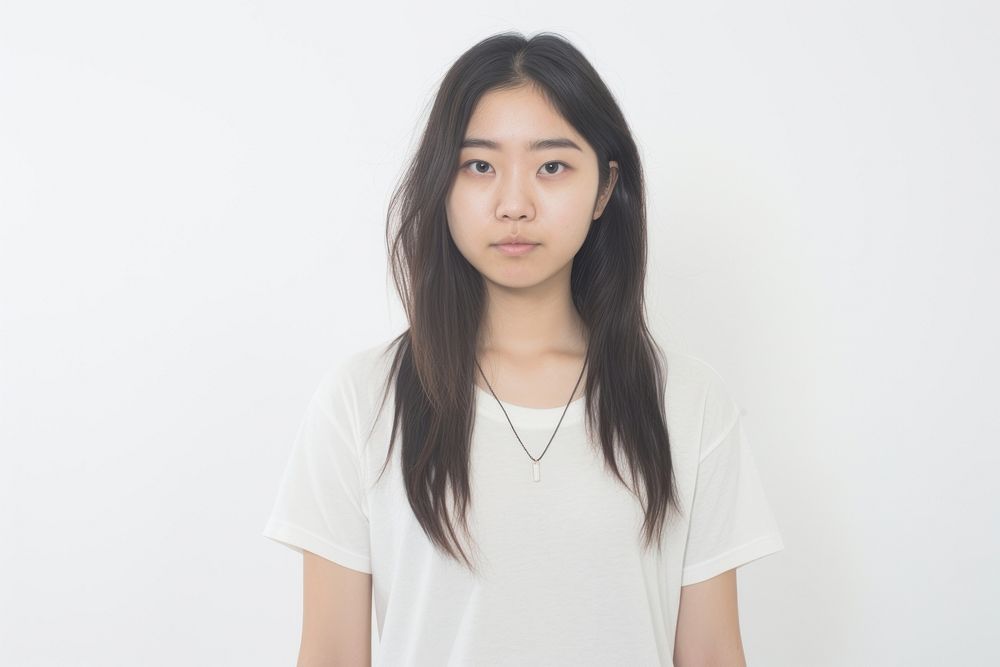 Asian girl piercing septum portrait necklace sleeve.