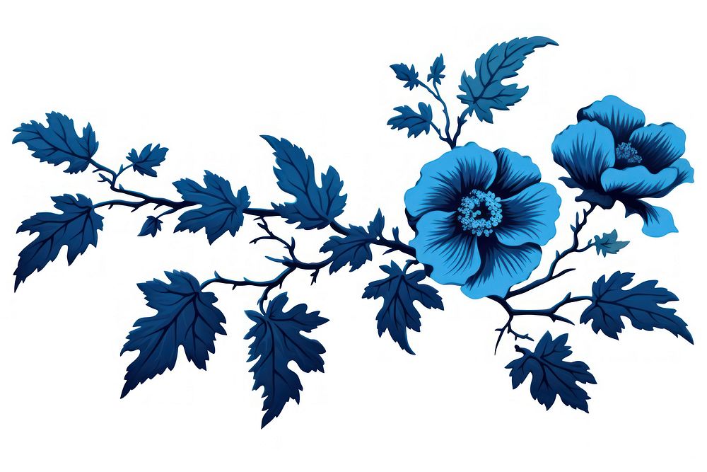 Blue flower pattern plant leaf.