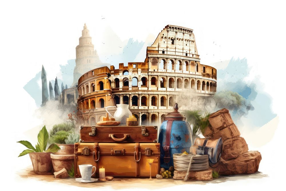 Italy landmark painting travel.