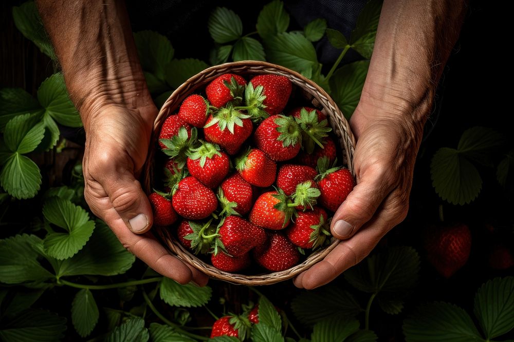 Picking strawberries strawberry fruit plant.