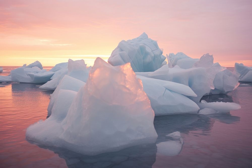 Icebergs outdoors nature sunset.