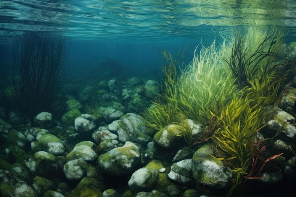 Algae in the sea underwater outdoors nature.