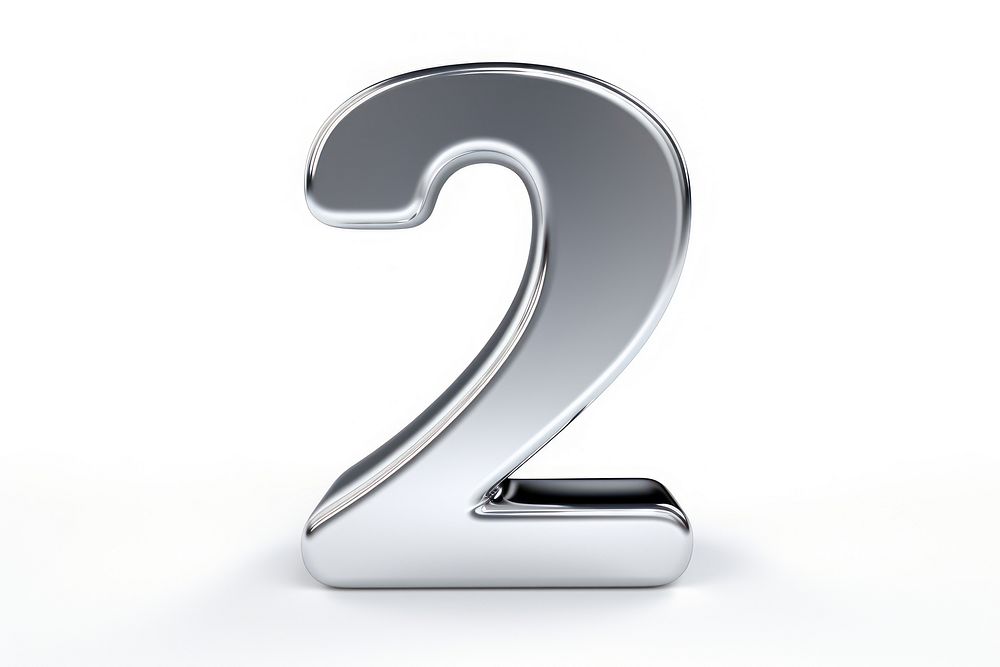 2 number letter Chrome material white background simplicity symbol.