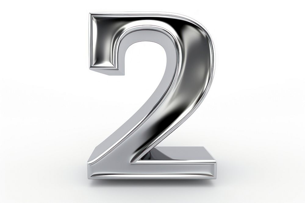 7 number letter Chrome material text white background silver.