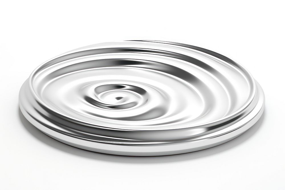 Circle Chrome material white background concentric labyrinth.