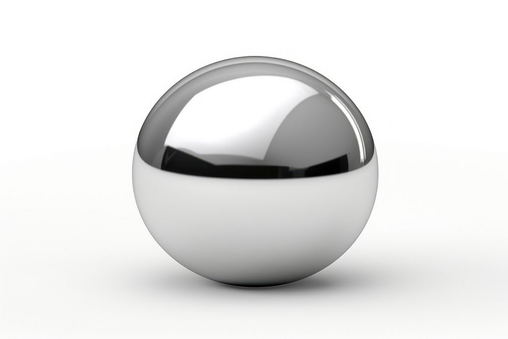 Circle Chrome material sphere white background reflection.