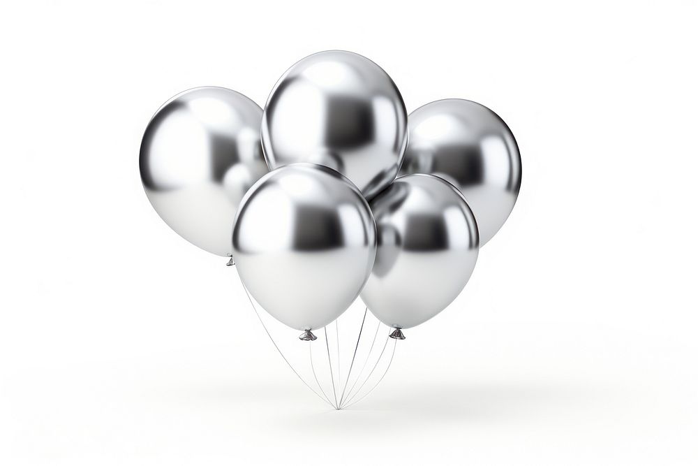 Balloons Chrome material white background celebration anniversary.
