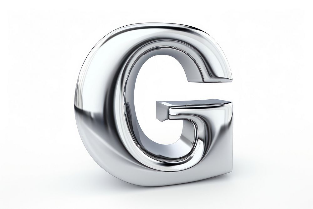 G letter shape Chrome material text white background appliance.