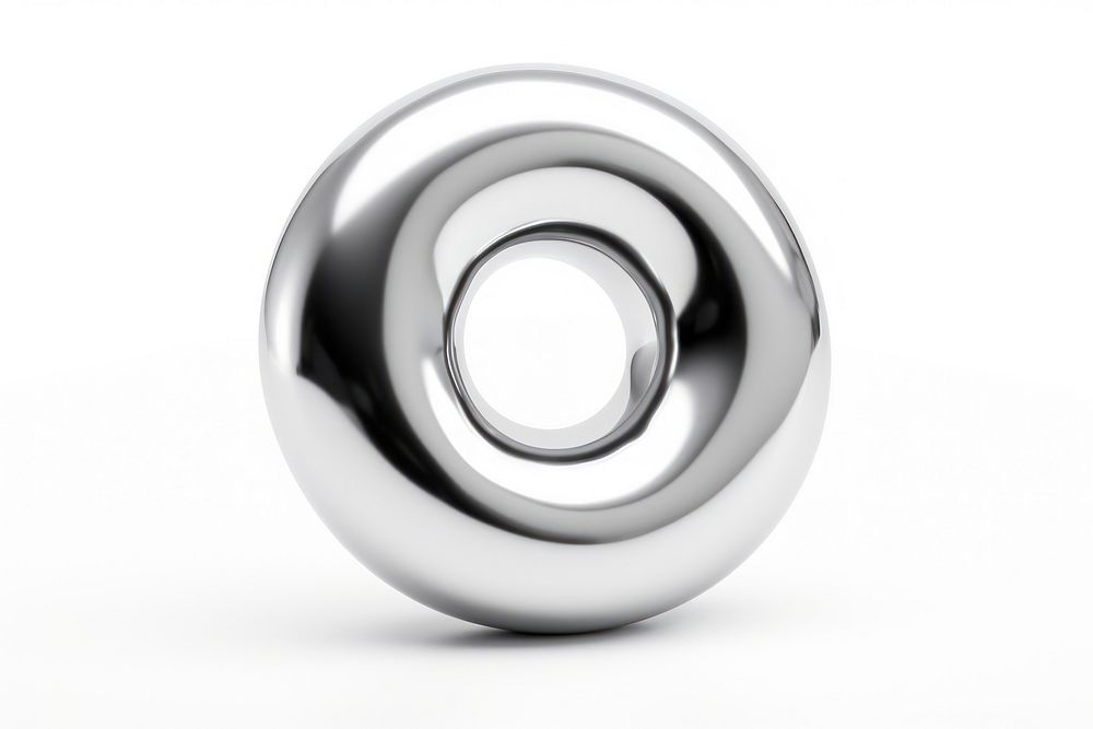 Donut Chrome material silver steel white background.