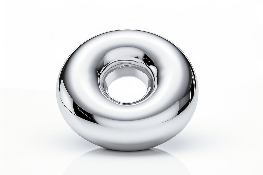 Donut Chrome material silver white background simplicity.
